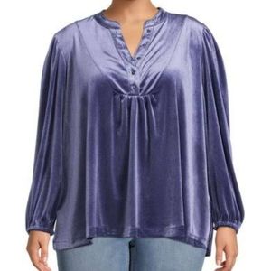 Terra & Sky Velour Henley Top Size 14W